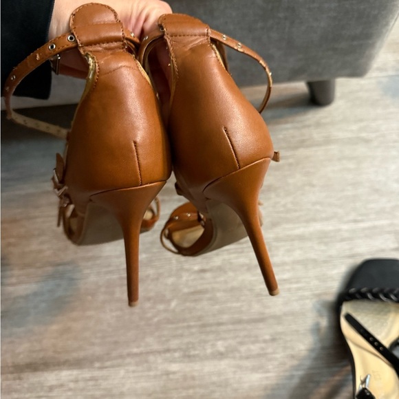 Wild Diva Brown Studded Caged Rivet Strappy Open Toe Stiletto High Heel - Picture 5 of 7